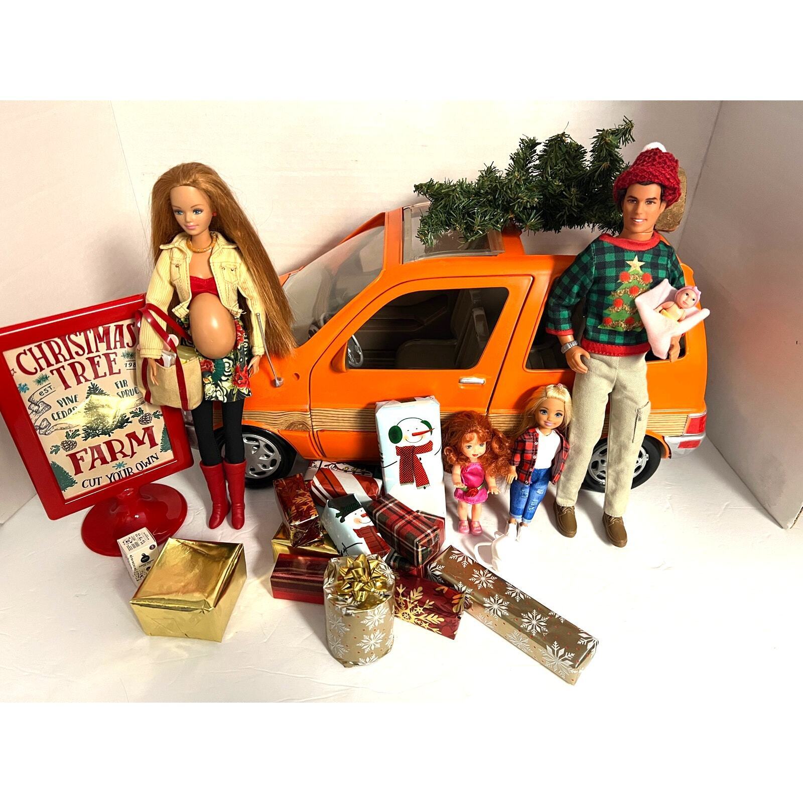 Barbie Happy Family Lot Pregnant Midge Belly Baby Custom Repaint Christmas Car
