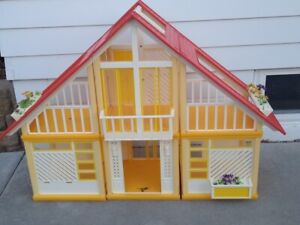 Vintage 1979 Mattel Barbie Dream House  A-Frame + Barbie Spa + Furniture