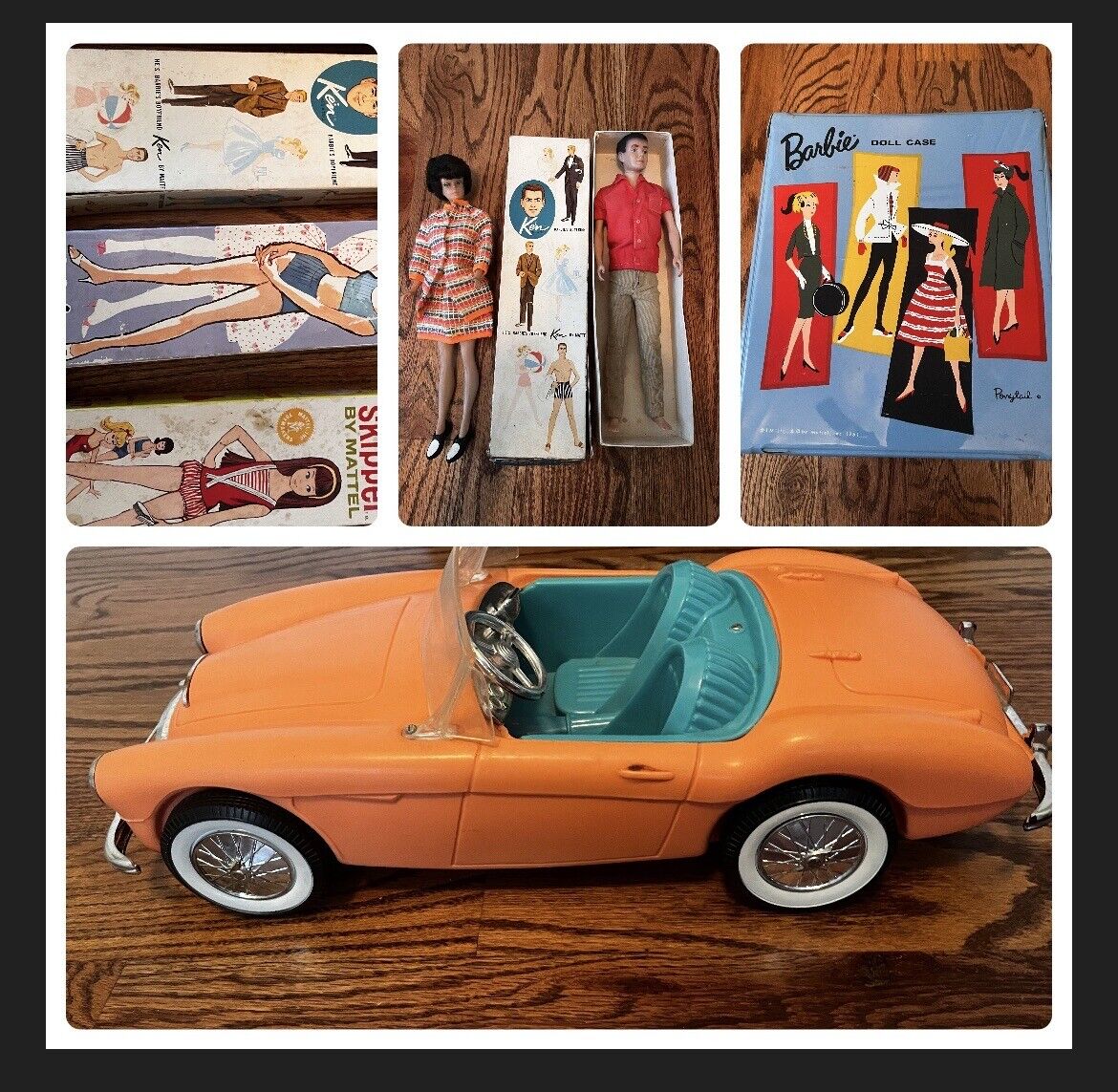 Vintage 1960s Lot! Barbie, Skipper, Allan Dolls, Clothes, Case, Shoes, Car W/Box