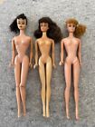 Vintage Barbie Case, 3 Vintage ponytail Barbies, clothes