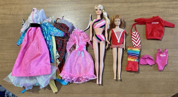 Vtg 1967 Barbie Talking Stacey #1125 Blonde & 1963 Skipper #950 Titian Red Lot