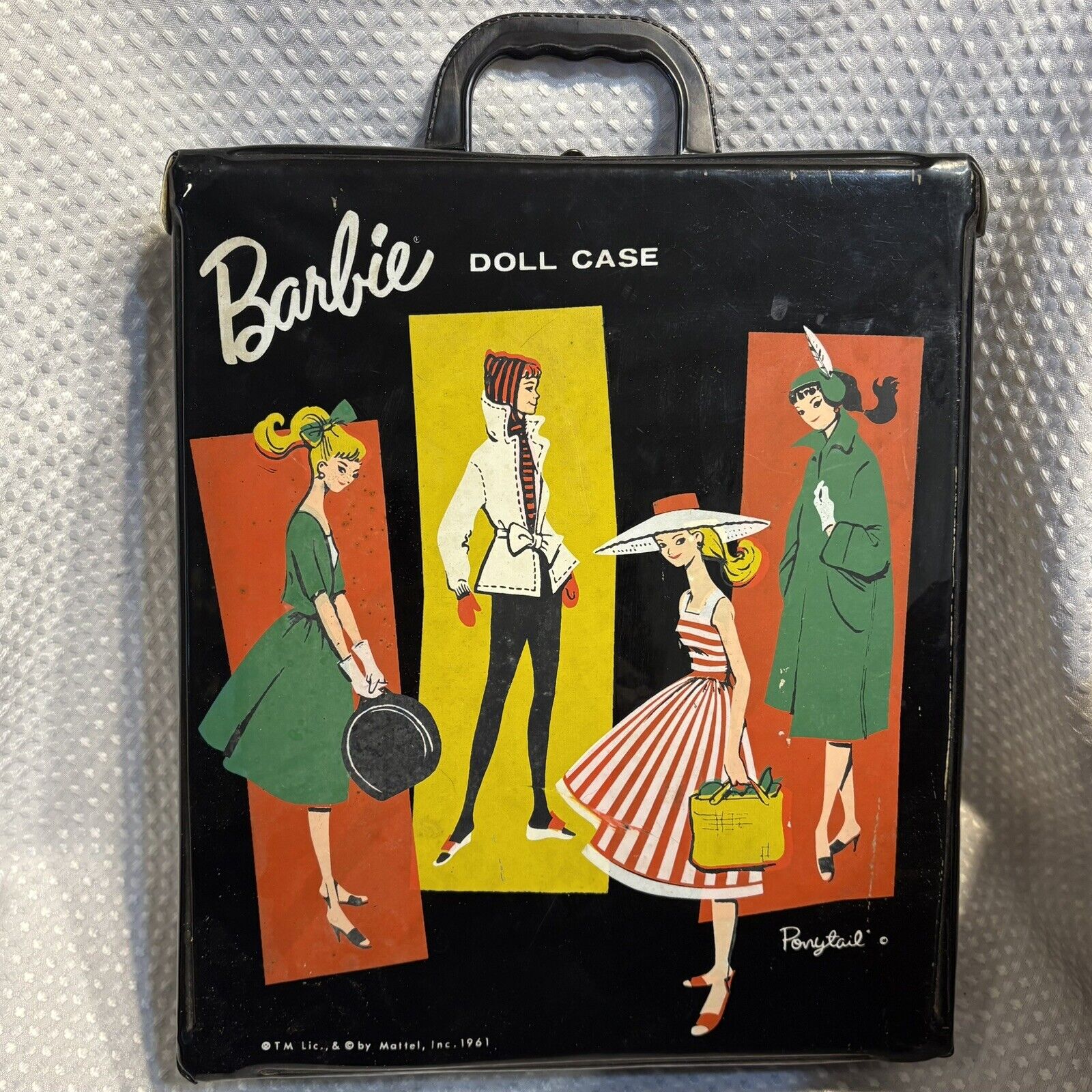 Barbie & Allan Lot Vtg 1961 Bubble Cut Titian Red Hair Wigs Case Clothes
