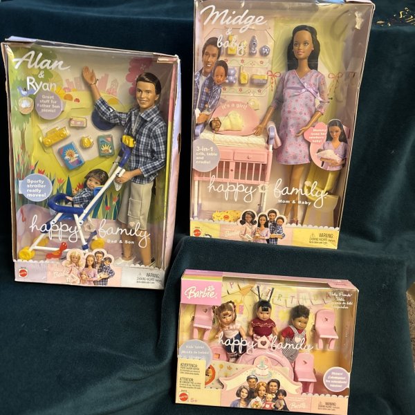 2002 Barbie HAPPY FAMILY Midge & Baby AA, Alan & Ryan,& Baby Friends Lot; NIB