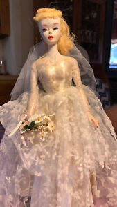 Original Barbie in Wedding Dress #3 1958 With Stand.