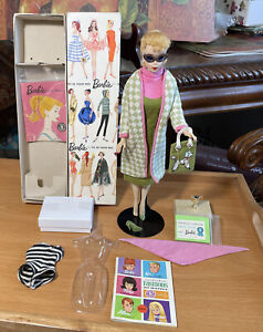 (REAL LISTING)Vintage Barbie Ponytail #3 ,TM BOX ,TM STAND, Clothes,EUC!