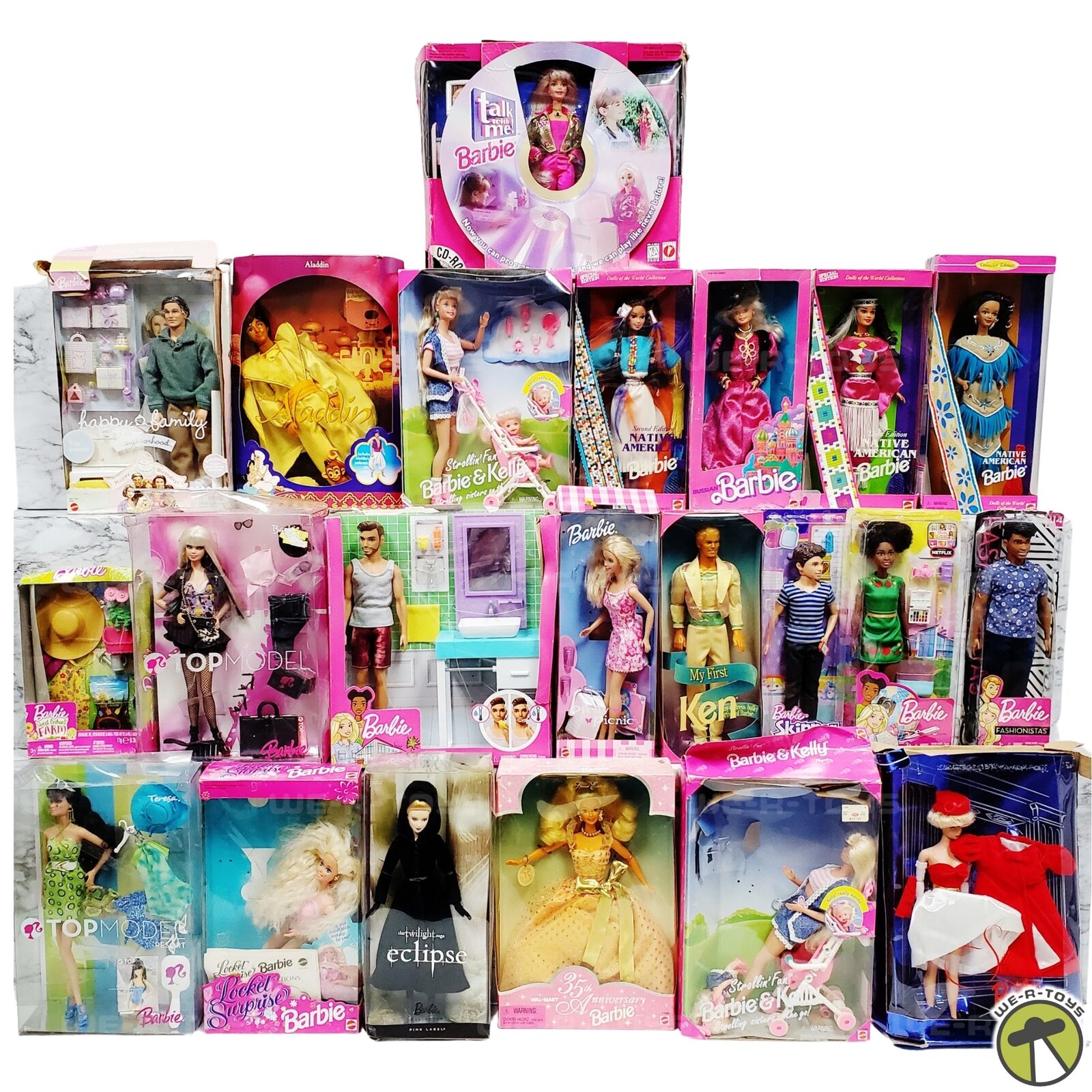 BARBIE DOLL LOT OF 22 ~ ASSORTED DOLLS ~ BOXES HAVE WEAR ~ SEE PHOTOS