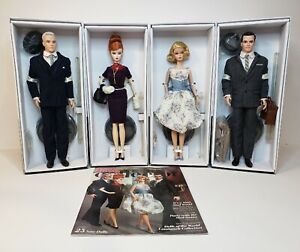 MAD MEN SILKSTONE KEN BARBIE DOLL SET OF 4 BETTY JOAN DON ROGER MATTEL COMPLETE