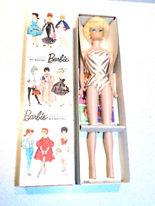 Barbie:  VINTAGE Platinum Blonde SIDEPART BUBBLECUT BARBIE Doll w/Box!