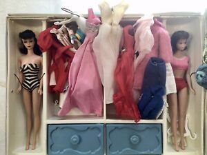 Vintage Barbie & Midge Dolls 1963 Box Case Cloths Accessories Japan Very Good