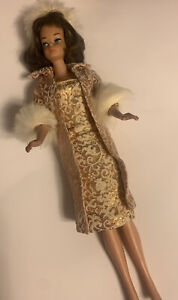 Vintage Barbie #961 Evening Splendor WHITE FUR WHITE LINING gold shoes PROTOTYPE