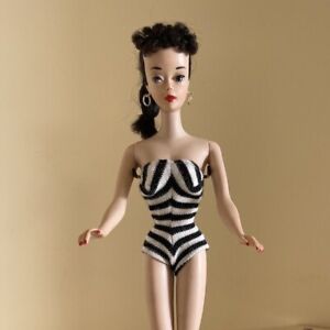 Vintage #3 Ponytail Barbie Brunette Near Perfect, Zebra Suit Original Owner 1960