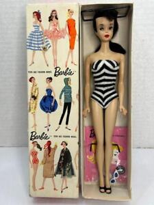 Vintage #3 Brunette Ponytail Barbie Doll with TM Box Booklet #1 Shoes 1960