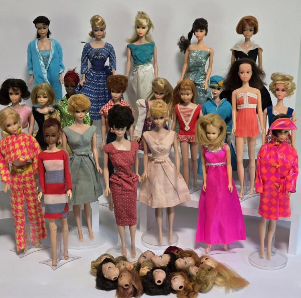 New ListingVintage TLC Barbie Francie Midge Julia Dolls & Black Tag Clothing 1960s LOT