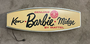 Rare 1960s Vintage Barbie Midge Ken Doll Toy Display Advertising Electric Sign