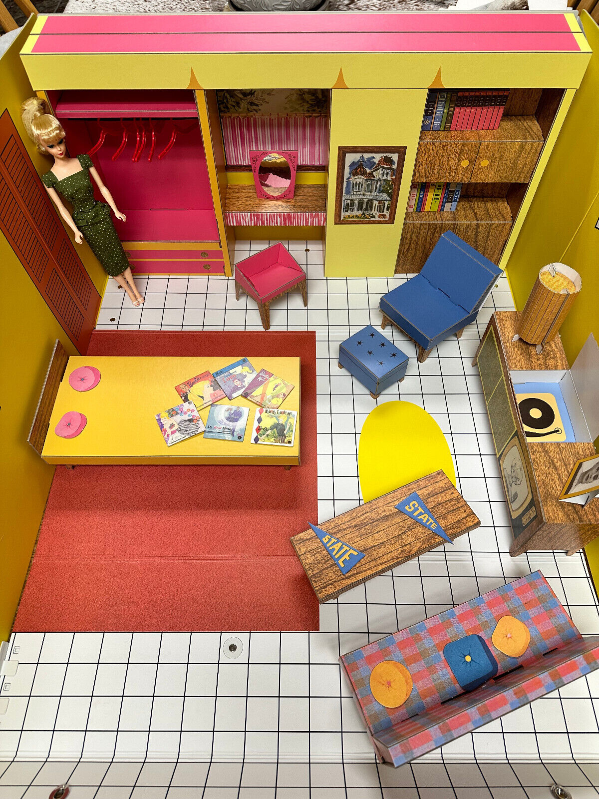 Barbie 1962 DREAM HOUSE 2017 REPRODUCTION With 1958 REPRODUCTION Doll Mattel