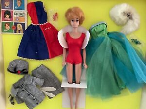 RARE 1964 Barbie Round the Clock Gift Set Doll 3 Outfits Bubble Cut 60s Mattel