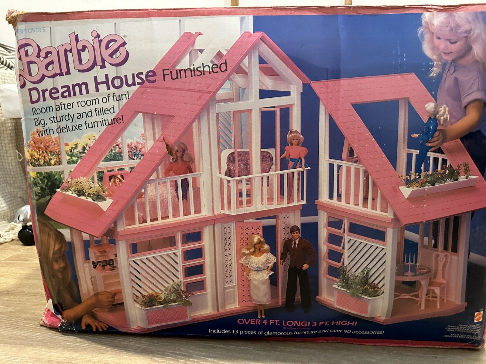 Vintage 1985 Barbie Pink Fuschia A Frame Dream House EXCELLENT CONDITION