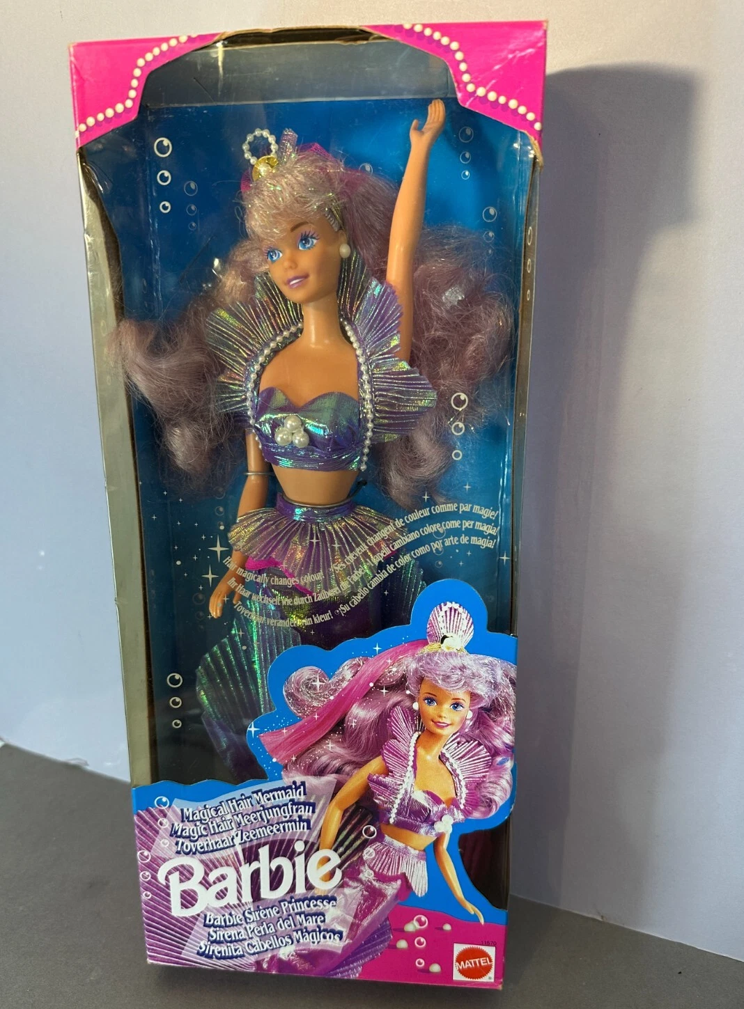 1993 BARBIE Magical Hair Mermaid Vintage Doll Purple European Exclusive HTF Rare
