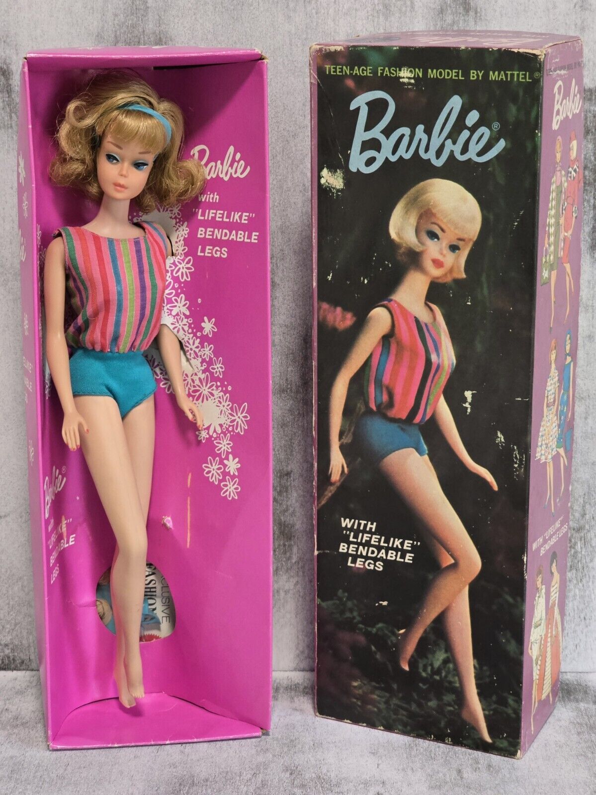 Vintage 1966 Mattel Side-Part American Girl Barbie Doll