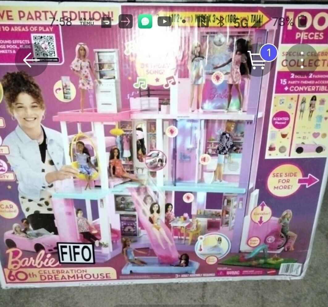 Barbie 60th anniversary Celebration Dream House w/sounds toy Playset+2 dolls+car