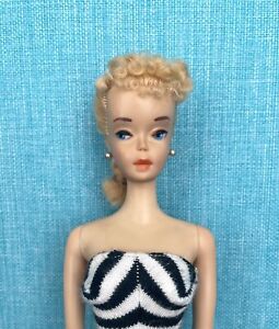Vintage #3 Blonde Ponytail Barbie Doll Factory Braid Near Mint Suit & Shoes '60