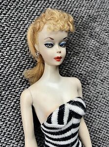 Original Antique Vintage #2 Blonde Ponytail Barbie In Zebra Swimsuit