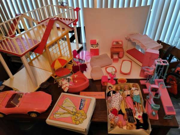Vintage barbie huge lot. Dream cottage furniture dolls gym corvette accessories