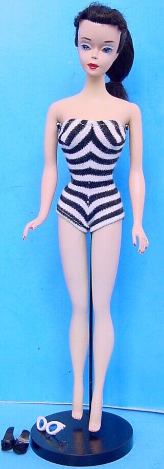 1960 RAVEN BLACK HIGH COLOR PONYTAIL #3 BARBIE BLUE EYELINER, SMOKEY EYE SHADOW!
