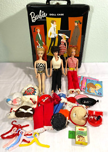 VTG Barbie LOT - 2- 1958 No. 3? Barbies, 1- 1962 Midge, 1959 Case & Accessories
