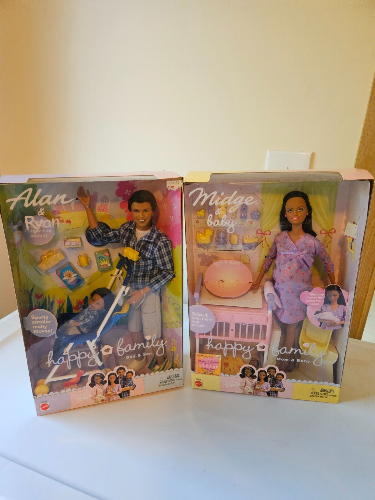 2002 Barbie Midge and Baby Happy Family Alan and Ryan African American AA