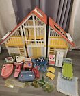 VTG 1978 Barbie Doll A-Frame Dream House Furniture Bath Piano Dining Mirrors