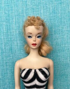 Vintage #3 Blonde Ponytail Barbie Doll w Original Zebra Suit 1960