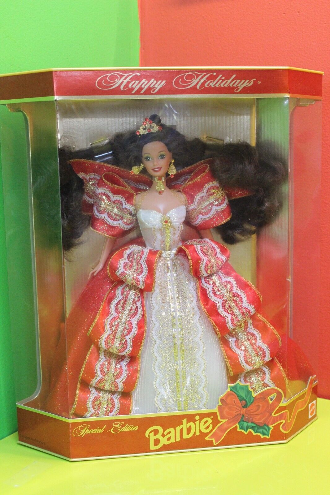 RARE AUTHENTIC Happy Holidays 1997 Barbie Doll SE MISPRINT Green vs Blue Eyes