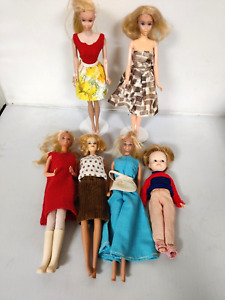 Vintage 1966 Lot of 5 Barbie Dolls with Clothes By Mattel Inc. & 1 Penny Brite