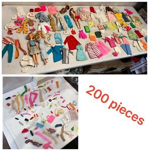 200pc 60s Barbie Francie Skipper Dolls Clothes Accessories Case Lot Misty Tammy