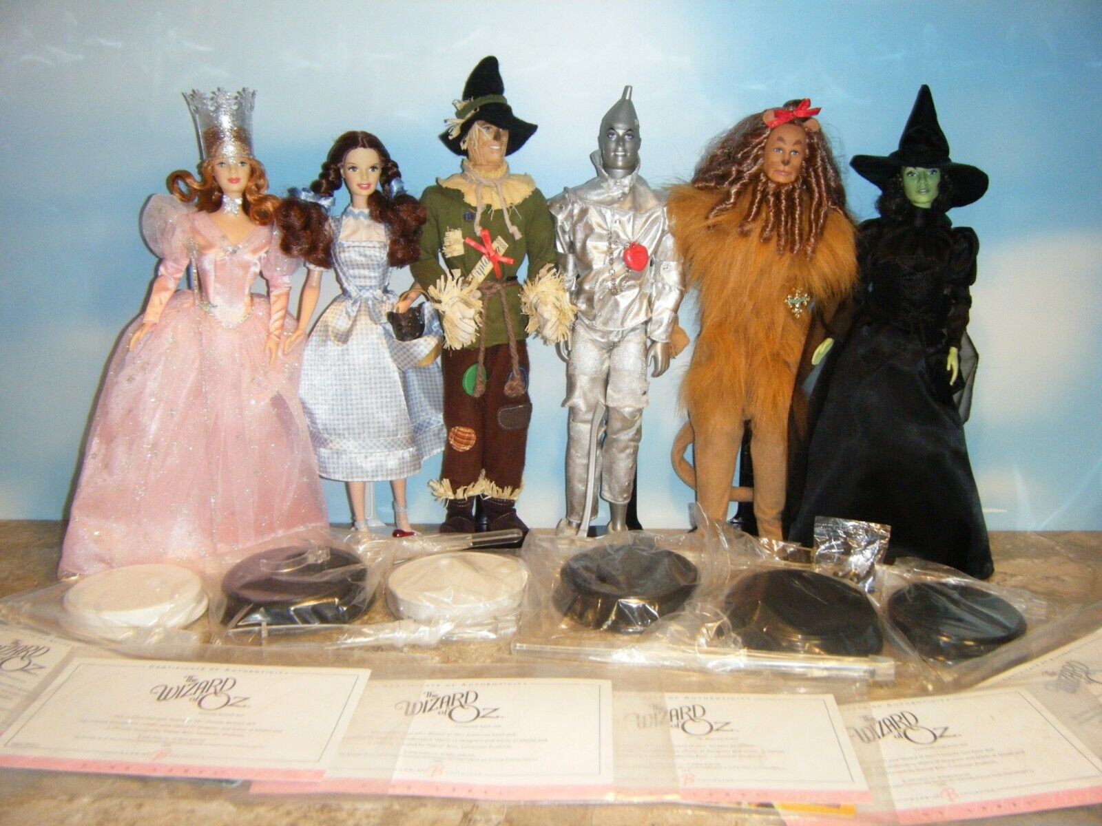 BARBIE WIZARD OF OZ GLINDA DOROTHY SCARECROW TIN MAN LION & WICKED WITCH