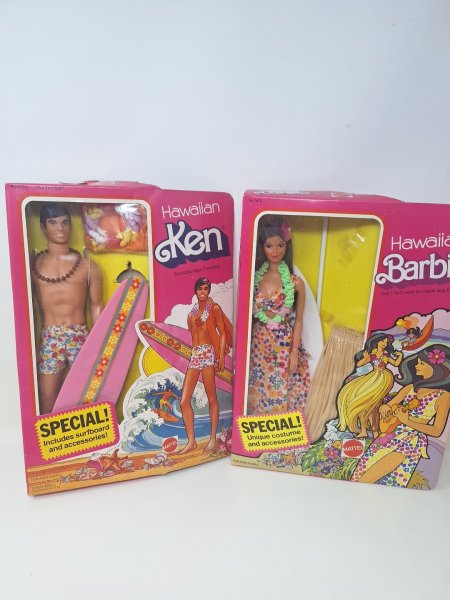 Vintage Mattel Hawaiian Barbie 1975 #7470 & 1978 Ken #2960 Doll LOT