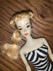 Vintage ALL ORIGINAL BARBIE #3 Ponytail Doll RARE eyeliner STAND