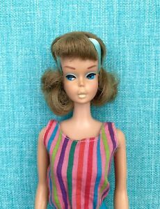 Vintage Barbie American Girl Silver Ash Blonde Sidepart Doll Original Swimsuit