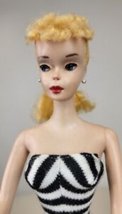 1960 Vintage Early #3 Blond Ponytail Barbie, Brn eyeliner, w/outfits, OrigOwner