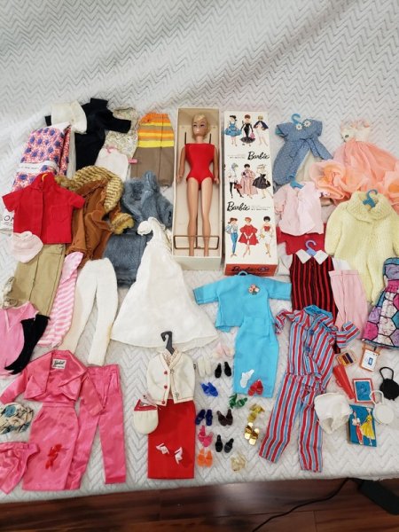 Vtg 60s LOT Barbie 1962 850 Red Swimsuit Platinum Swirl Ponytail WHITE LIPS READ