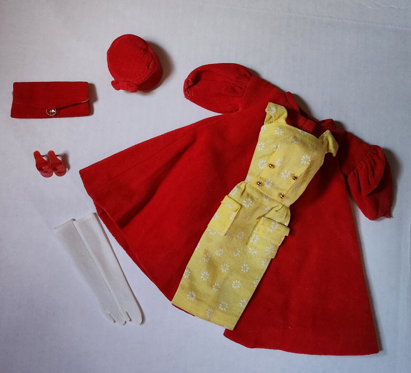 Vintage Barbie 1960's Japanese Market Exclusive Yellow Floral Dress & Red Flare