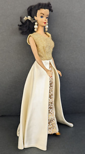 Vintage 1960 Ponytail Barbie #3 in #92 Premier Doll Togs Gown and Earrings