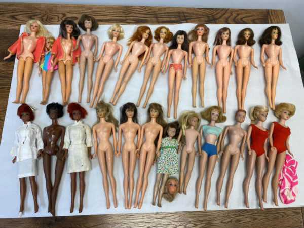 VINTAGE BARBIE DOLL LOT TNT MARLO LIVING BEND LEG MIDGE STANDARD SWIRL BUBBLE CU