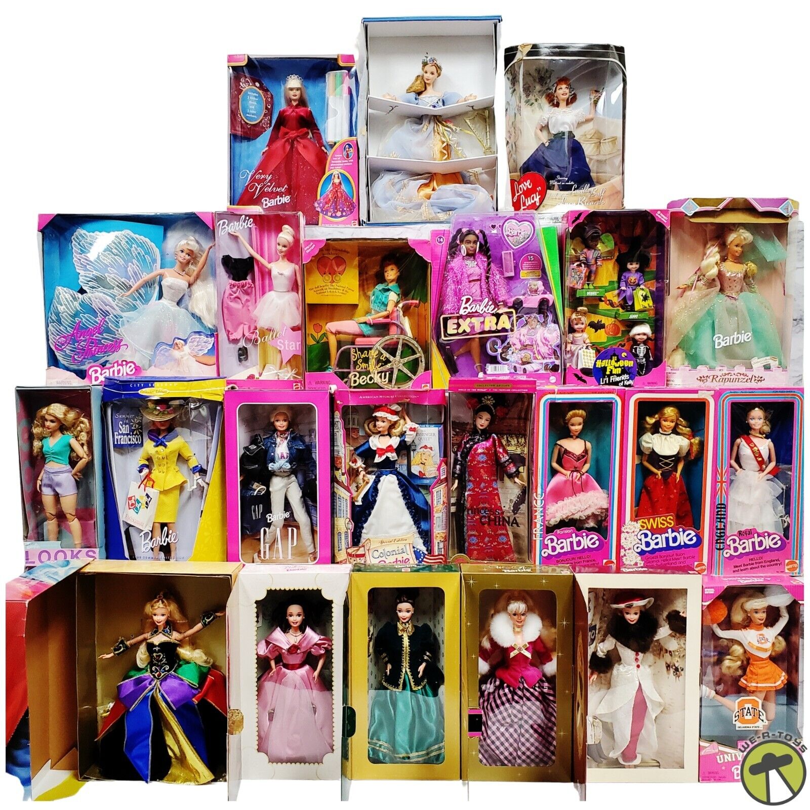 BARBIE DOLL LOT OF 23 ~ ASSORTED DOLLS ~ BOXES HAVE WEAR ~ SEE PHOTOS (LOT #283)