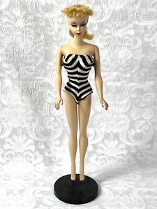 VINTAGE 1959 #1 BARBIE DOLL BLONDE PONYTAIL ZEBRA SWIMSUIT MATTEL FASHION DOLL