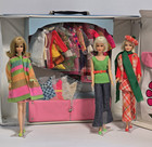Vintage 1960s Francie & Casey Doll LOT w/Original Clothes Accessories & Case