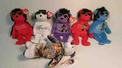 ELVIS BEANIE BABIES TY Lot of 6 ALL MINT with MINT TAGS ELVIS PRESLEY