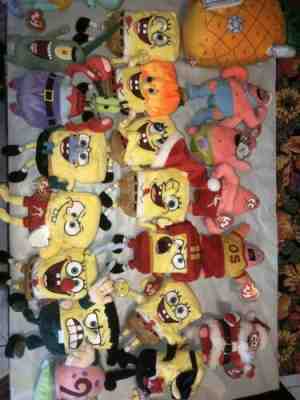 Lot of 21 Ty Beanie Babies Spongebob Square Pants Patrick Squidward Lot Look