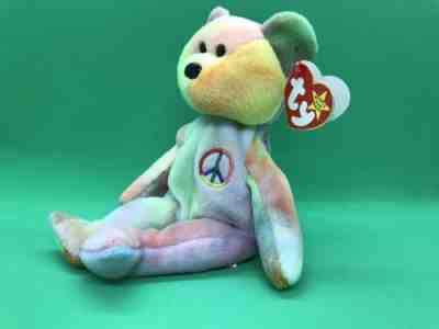 TY Peace Bear Beanie Baby - Rare Retired Original 1996 - Pristine Mint Condition